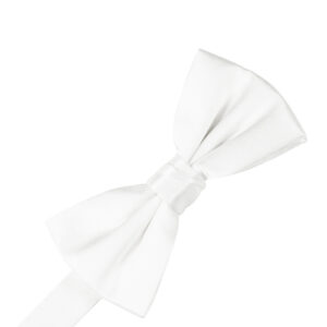 White Solid Silk Bow tie
