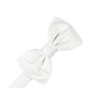White Solid Satin bow tie