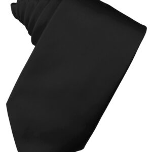 Black Solid Satin Self tie Windsor