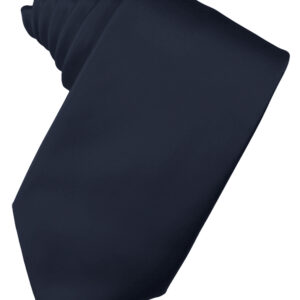 Midnight Blue Solid Satin Self tie Windsor