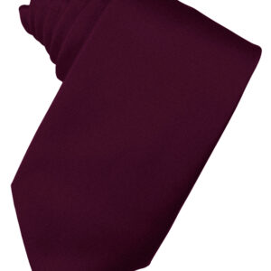 Wine Solid Satin Self tie Windsor