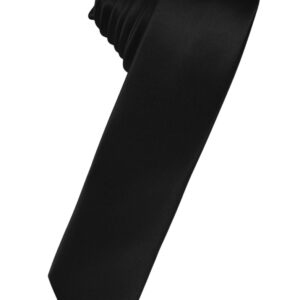 Black Solid Satin Skinny Windsor