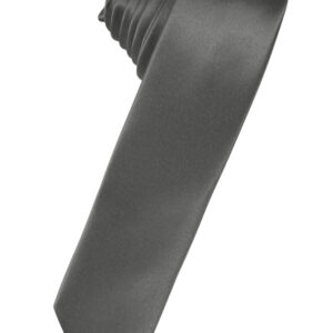 Charcoal Solid Satin Skinny Windsor
