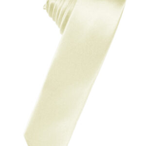 Ivory Solid Satin Skinny Windsor