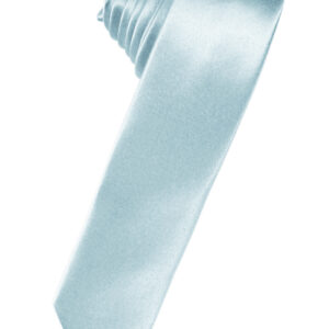 Light Blue Solid Satin Skinny Windsor