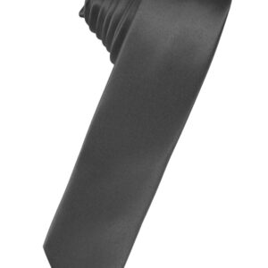 Pewter Solid Satin Skinny Windsor