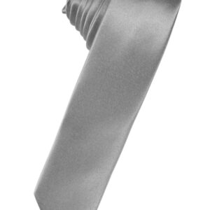 Silver Solid Satin Skinny Windsor