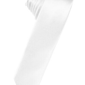 White Solid Satin Skinny Windsor