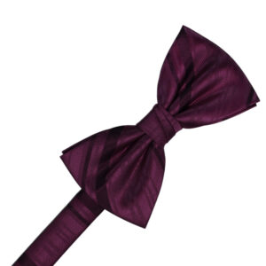 Berry Striped Satin Bow tie