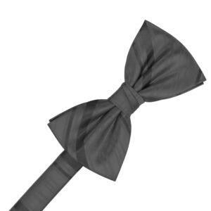 Charcoal Striped Satin Bow tie