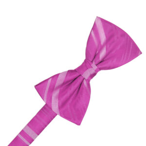 Fuchsia Striped Satin Bow tie