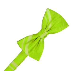 Lime Striped Satin Bow tie