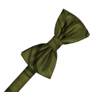 Moss Striped Satin Bow tie