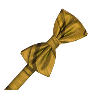 New Gold Striped Satin Bow tie