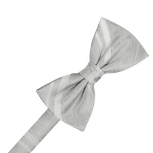 Platinum Striped Satin Bow tie