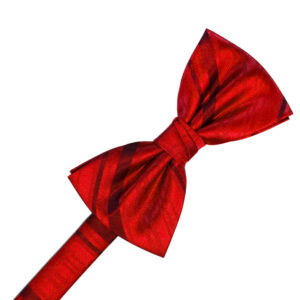 Scarlet Striped Satin Bow tie