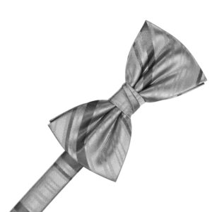 Silver Striped Satin Bow tie