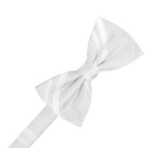 White Striped Satin Bow tie