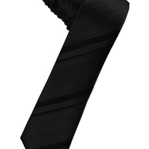 Black Striped Satin Skinny Windsor