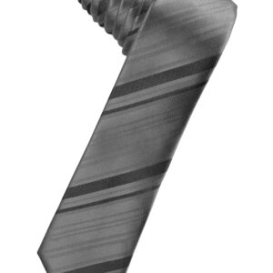 Charcoal Striped Satin Skinny Windsor
