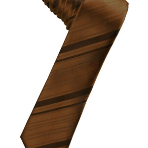 Cognac Striped Satin Skinny Windsor