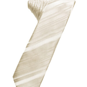 Ivory Striped Satin Skinny Windsor