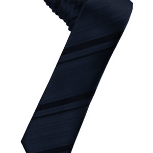 Midnight Blue Striped Satin Skinny Windsor