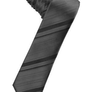 Pewter Striped Satin Skinny Windsor
