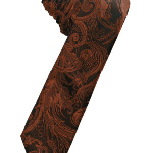 Cognac Tapestry Skinny Self tie Windsor