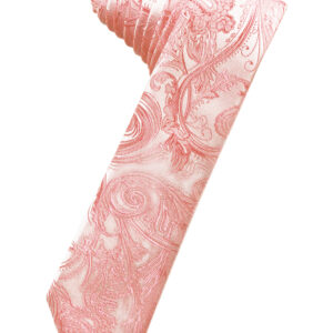 Coral Tapestry Skinny Self tie Windsor