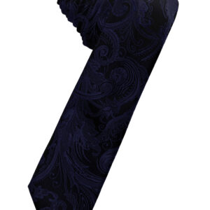 Midnight Blue Tapestry Skinny Self tie Windsor