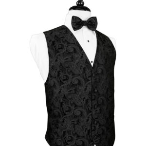 Black Tapestry Silk Vest