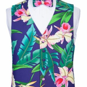 Native Hibiscus Tropical Print Vest