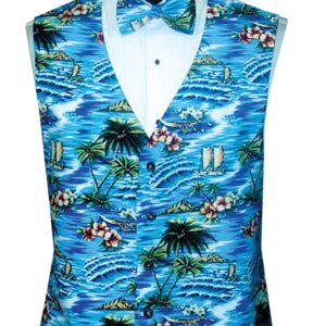 Ocean Blue Tropical Print Vest